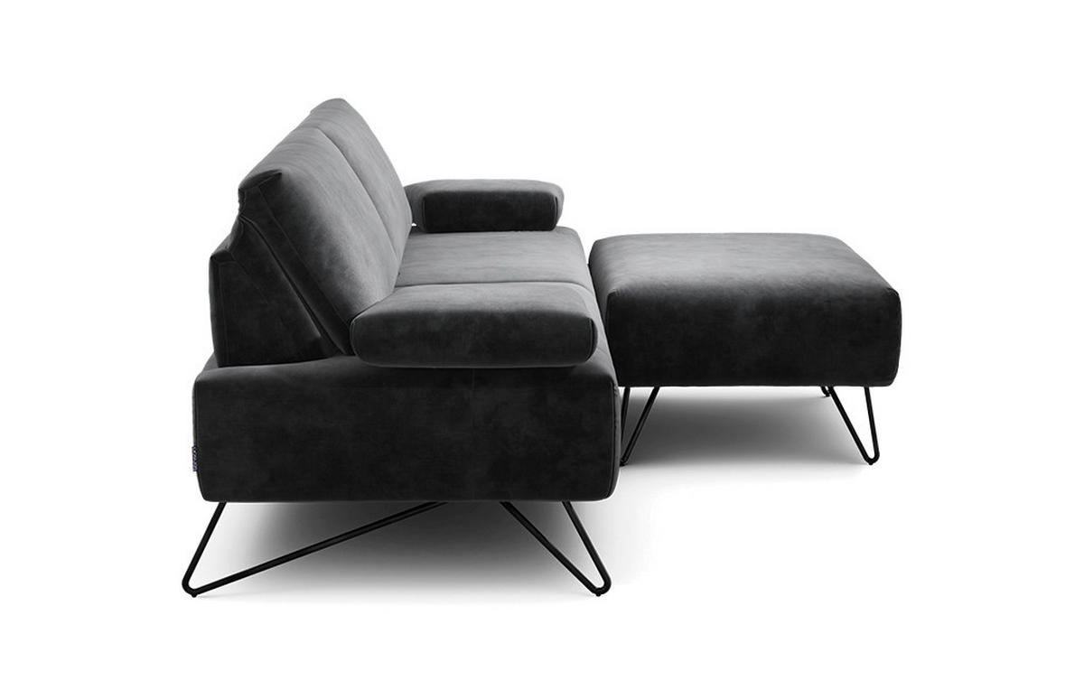 2,5-SITZER Samt Anthrazit  - Anthrazit/Schwarz, Design, Textil/Metall (204-234/85/86-94cm) - SENSOO