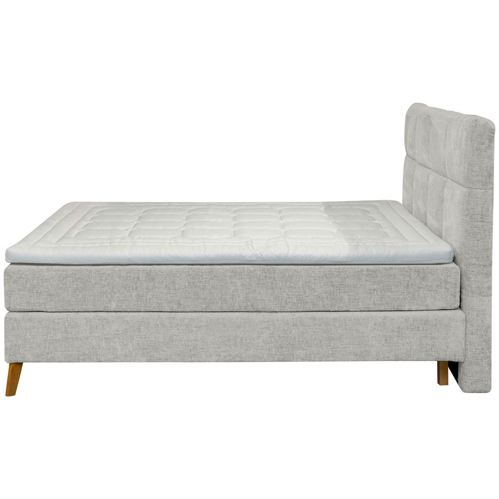 Thumbnail - Carryhome Boxspringbett, Hellgrau, Textil, Buche, massiv, H2 + H3, 7-Zonen, Höhe ca. 20 cm, 180x200 cm, Topper durchgehe...