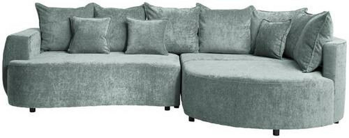 ECKSOFA in Chenille Mintgrün  - Schwarz/Mintgrün, Design, Kunststoff/Textil (307/194cm) - Carryhome