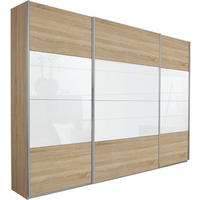 SCHWEBETÜRENSCHRANK in Weiss, Sonoma Eiche  - Weiss/Alufarben, Konventionell, Glas/Holzwerkstoff (315/229/62cm) - Xora