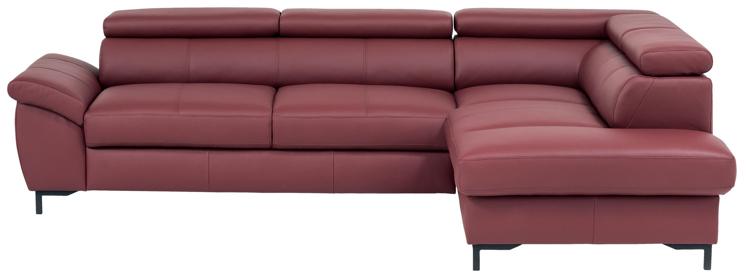 ROHOVÁ SEDACIA SÚPRAVA, koža, bordová - čierna/bordová, Design, kov/koža (268/213cm) - Celina Home