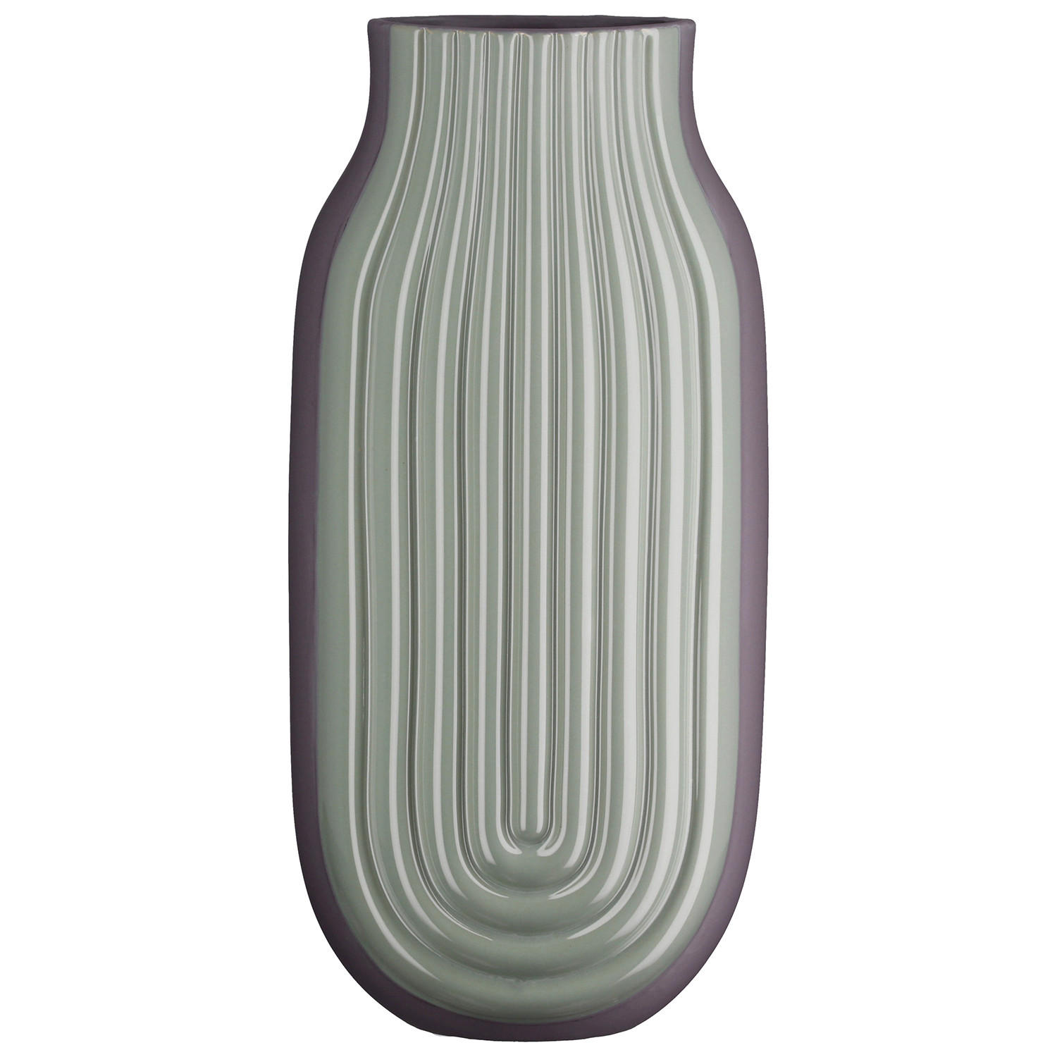 DEKOVASE  - Blaugrau/Mintgrün, Basics, Keramik (17/37/12cm)