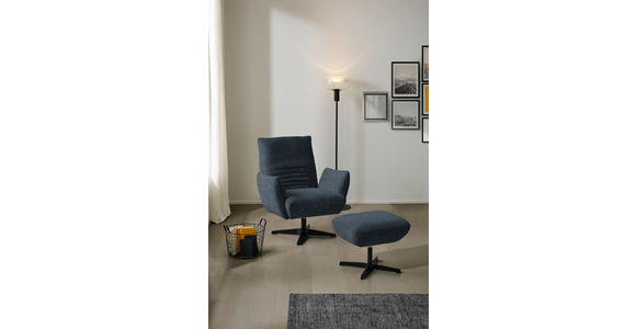 SESSEL in Bouclé Blau  - Blau/Schwarz, Design, Textil/Metall (60/94/86cm) - Dieter Knoll