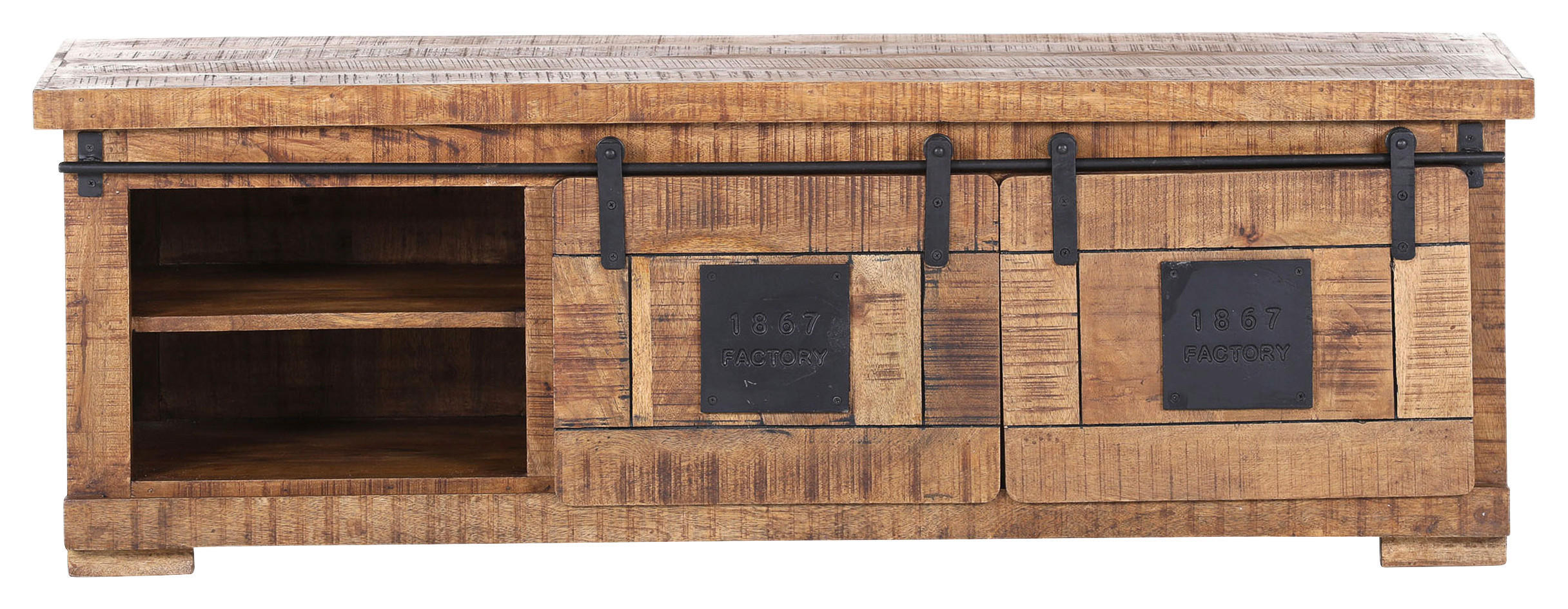 LOWBOARD  in 150/50/45 cm  - Schwarz/Naturfarben, LIFESTYLE, Holz/Metall (150/50/45cm) - Landscape