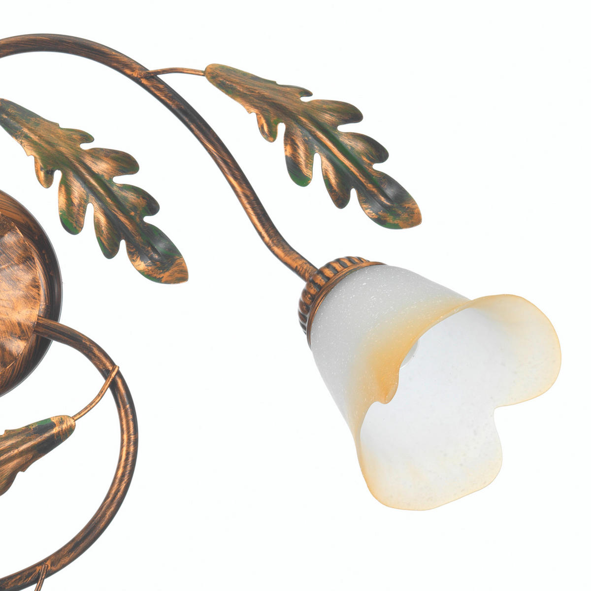 DECKENLEUCHTE 50/50/20 cm   - Bronzefarben/Olivgrün, ROMANTIK / LANDHAUS, Glas/Metall (50/50/20cm)