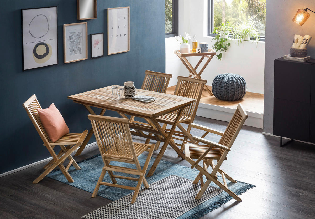 GARTENKLAPPSTUHL-SET Teakholz Naturfarben  - Naturfarben, Design, Holz (47/89/57cm) - Livetastic