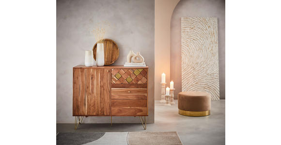 KOMMODE 105/88/40 cm - Bronzefarben/Akaziefarben, Trend, Holz/Metall (105/88/40cm) - Ambia Home