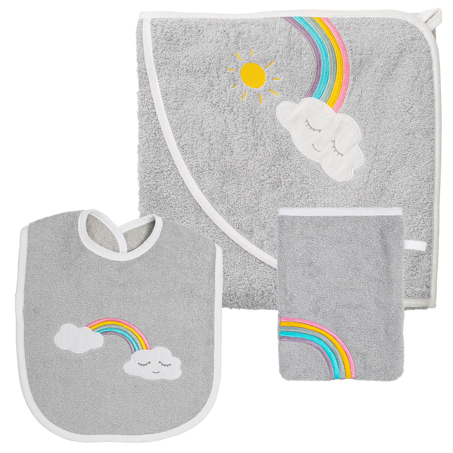 FROTTIERSET REGENBOGEN Grau  - Grau, Basics, Textil