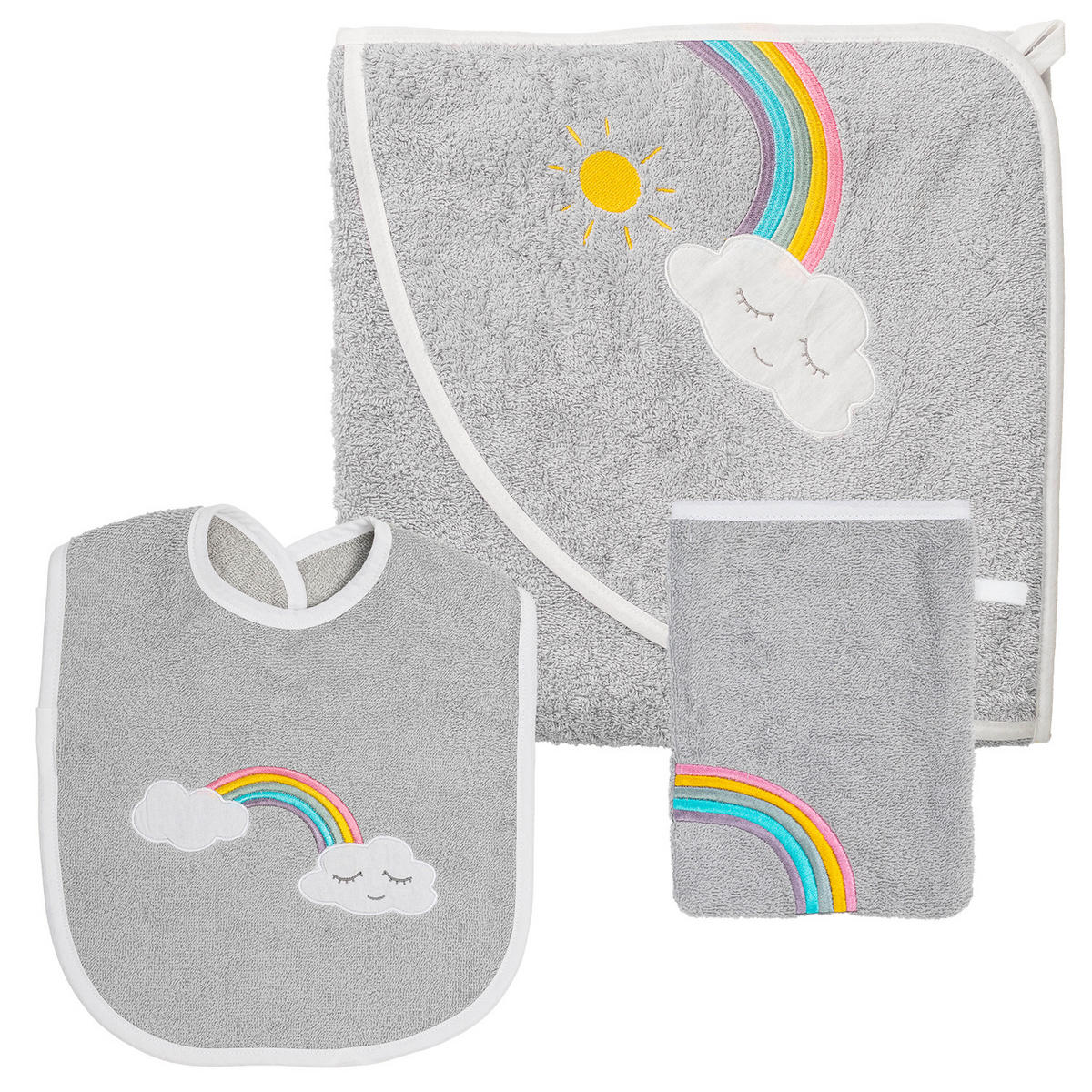 FROTTIERSET REGENBOGEN Grau  - Grau, Basics, Textil