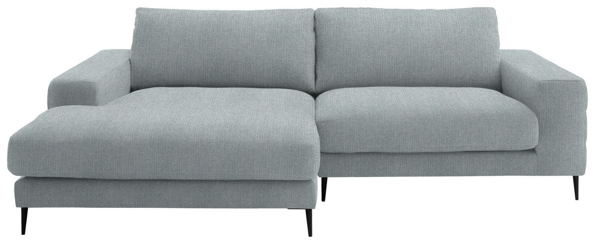 ECKSOFA in Flachgewebe Hellblau  177/253 cm  - Schwarz/Hellblau, Design, Textil/Metall (177/253cm) - Dieter Knoll