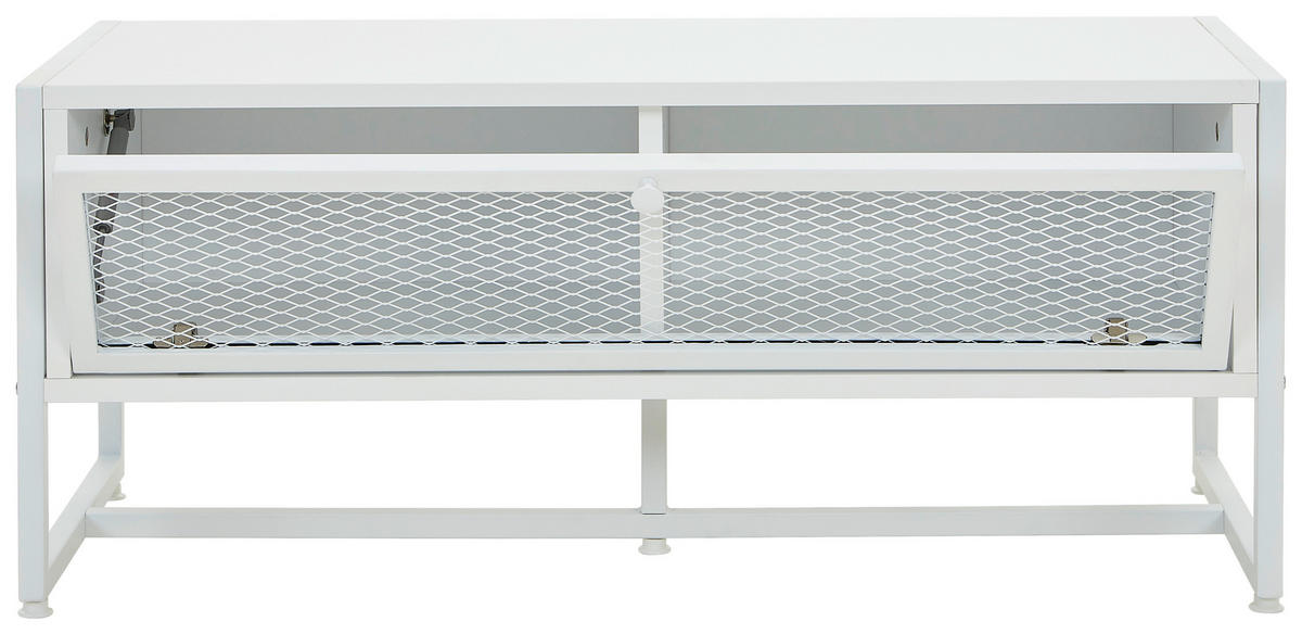 LAVICE S BOTNÍKEM, bílá, 95/40/41 cm - bílá, Moderní, kov/dřevo (95/40/41cm) - P & B