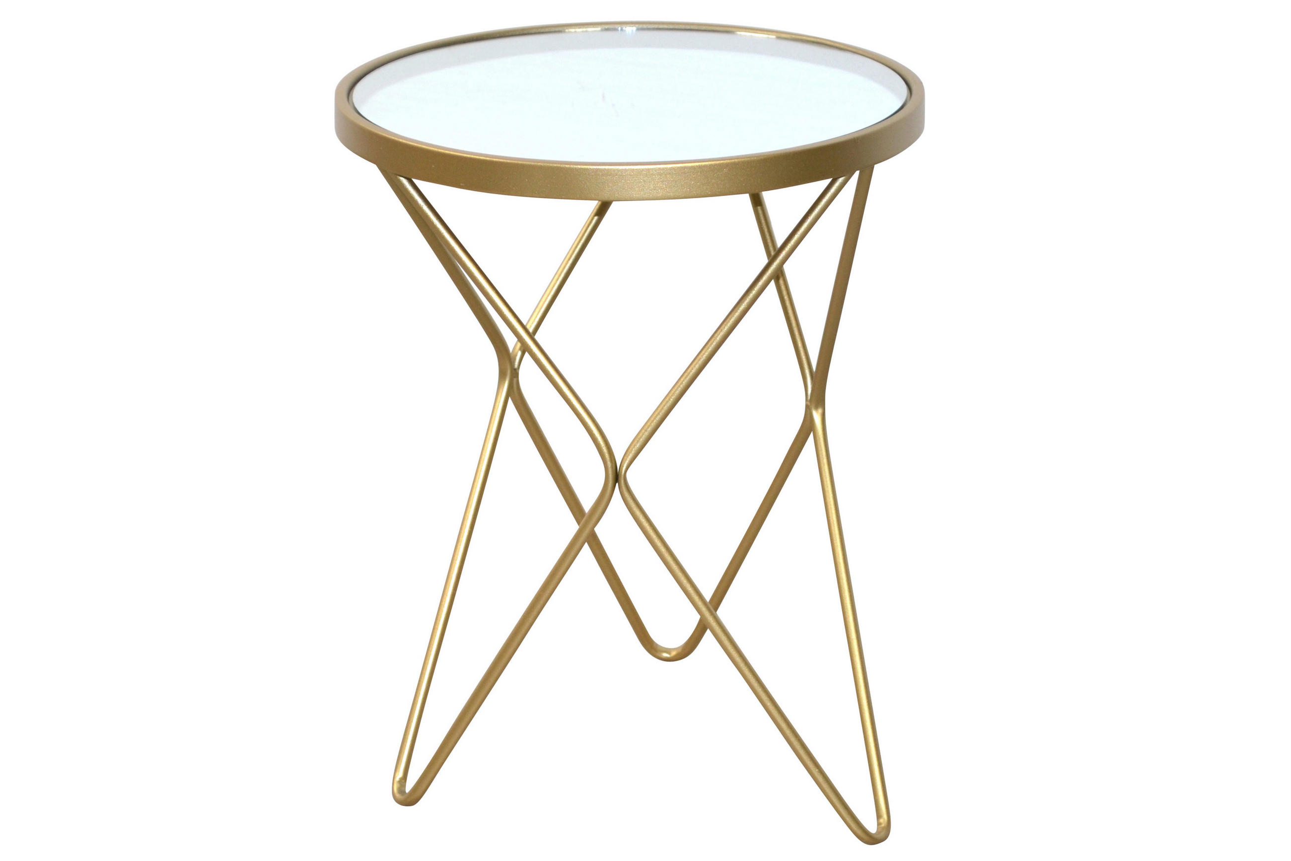 BEISTELLTISCH 40,5/40,5/51 cm Goldfarben rund  - Goldfarben, Design, Glas/Metall (40,5/40,5/51cm) - MID.YOU