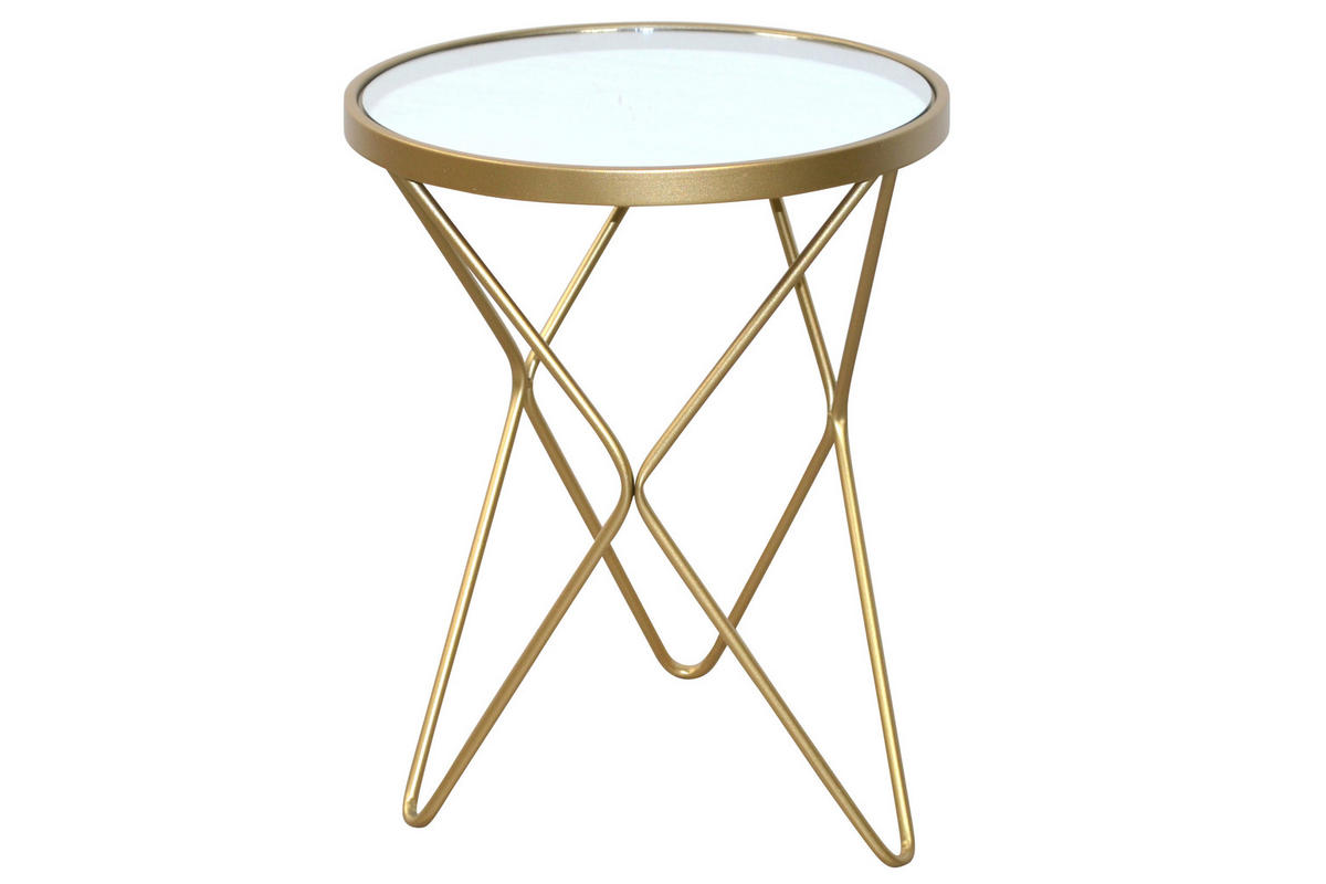 BEISTELLTISCH 40,5/40,5/51 cm Goldfarben rund  - Goldfarben, Design, Glas/Metall (40,5/40,5/51cm) - MID.YOU