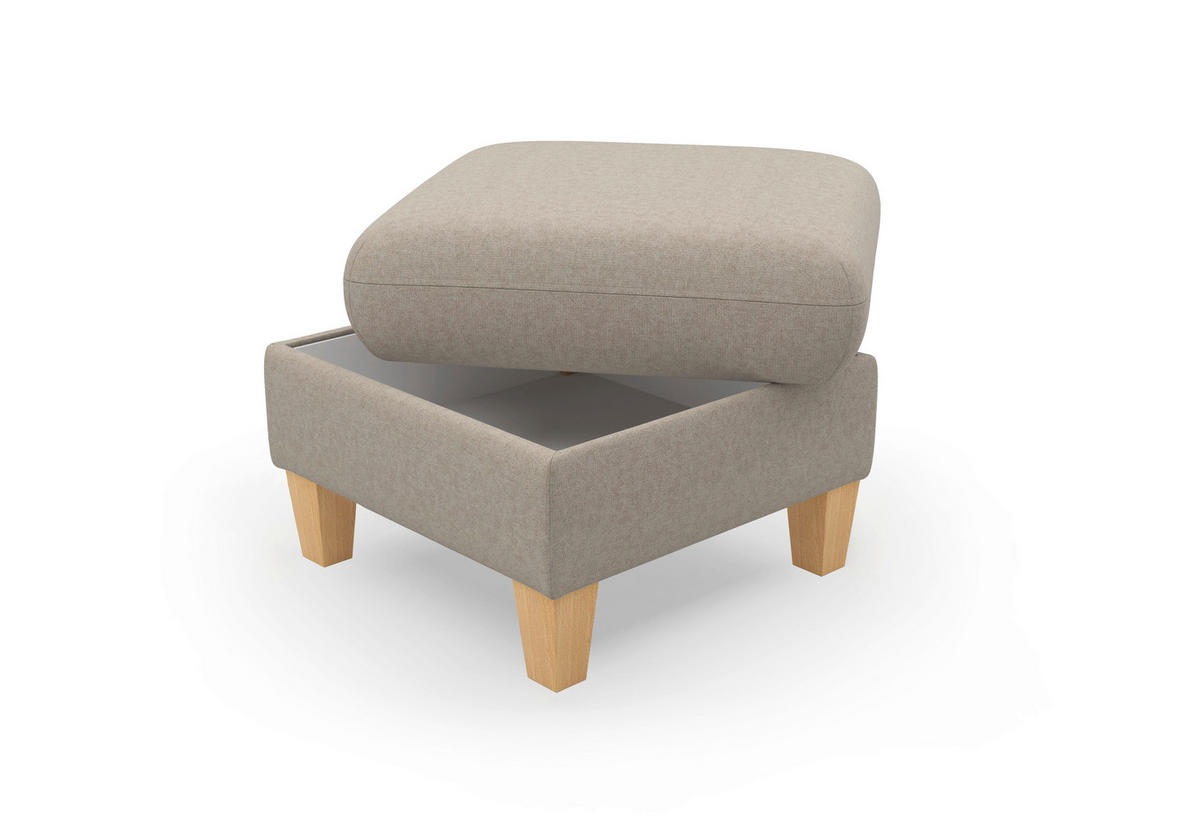 HOCKER Flachgewebe Taupe  - Taupe/Eichefarben, KONVENTIONELL, Holz/Textil (58/47/58cm) - Sit & More
