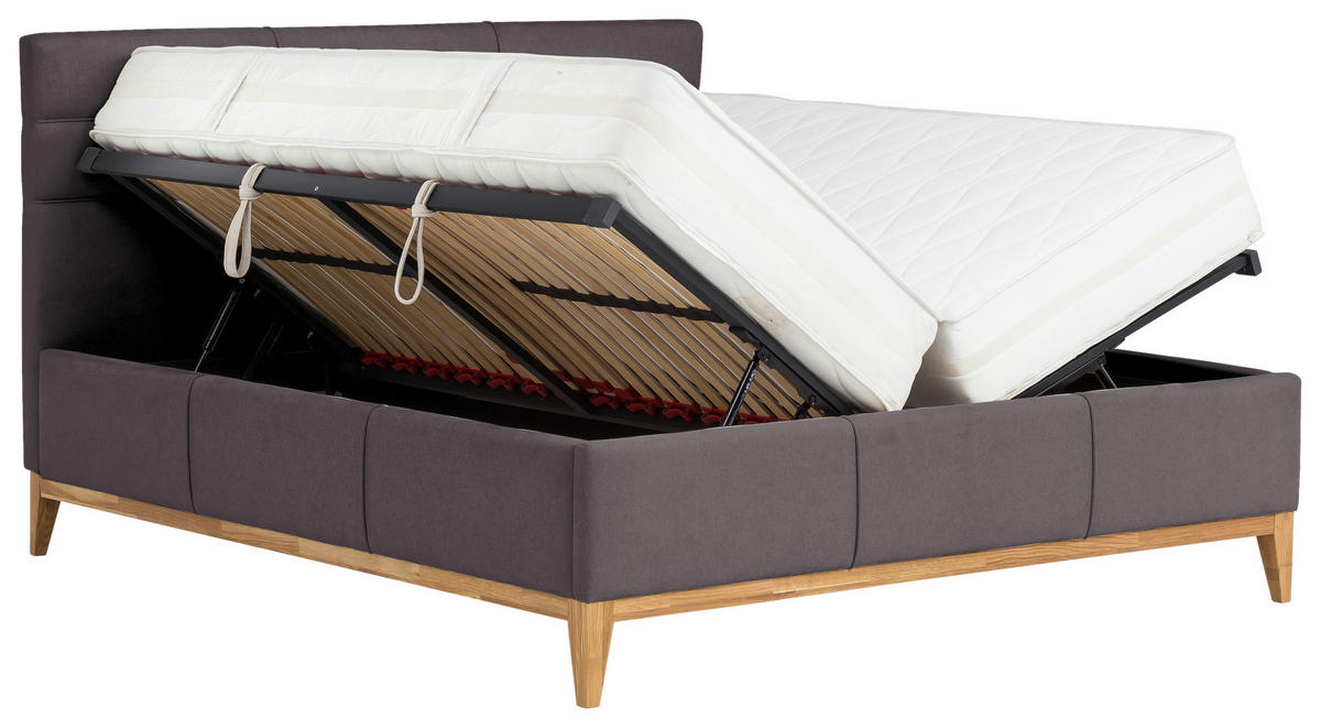 KÁRPITOZOTT ÁGY 180/200 cm  sötétszürke  - sötétszürke, Basics, műanyag/textil (180/200cm) - Carryhome