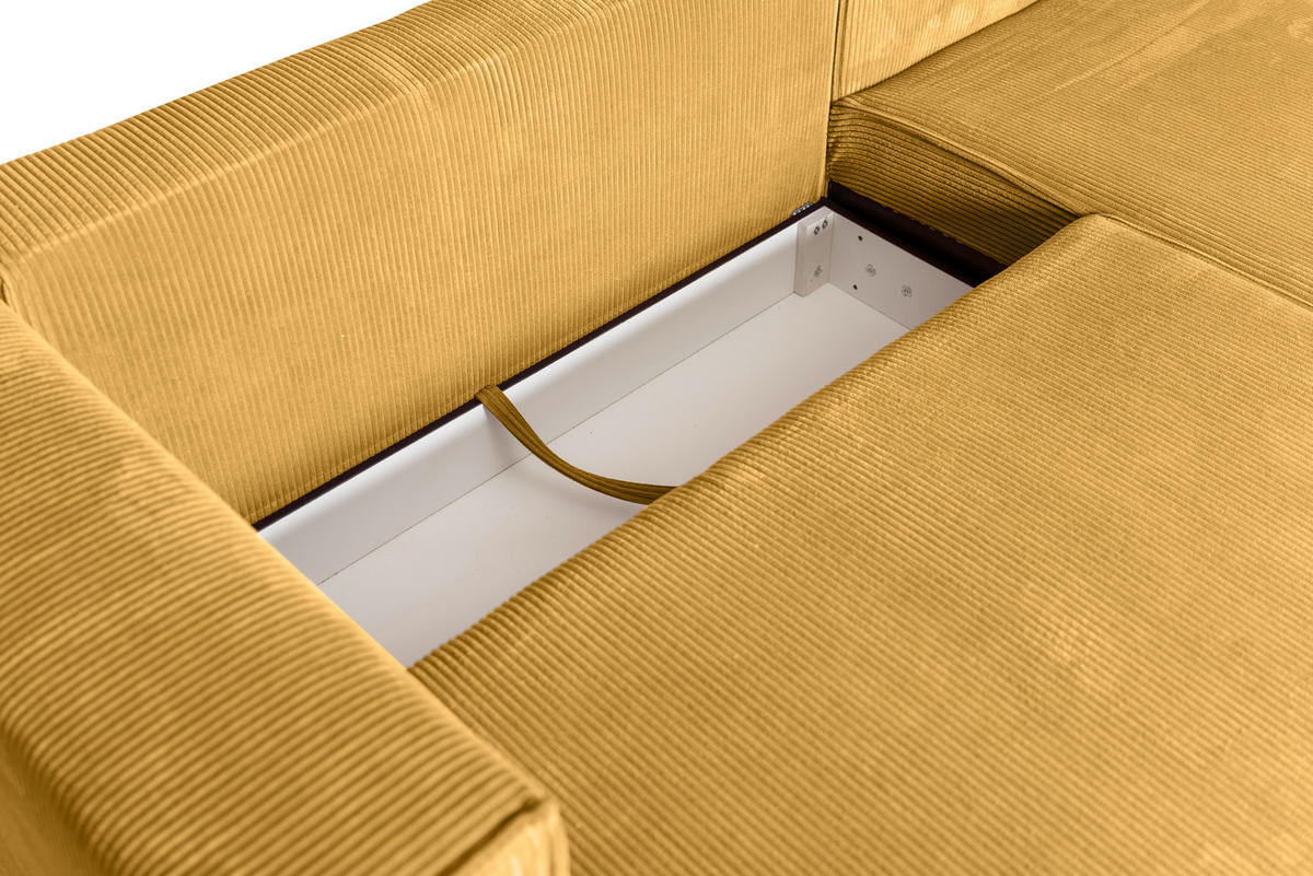 ECKSOFA in Cord Senfgelb  - Senfgelb/Braun, KONVENTIONELL, Holz/Textil (230/190cm) - Carryhome