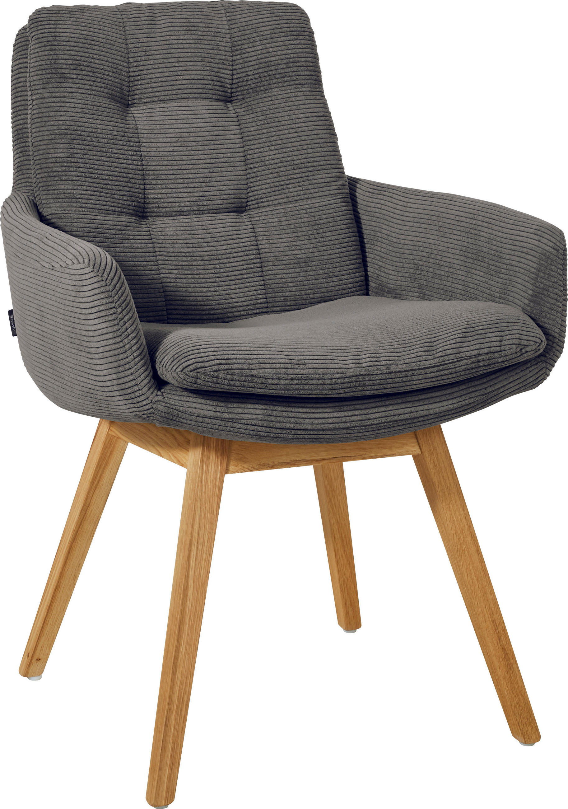 ARMLEHNSTUHL  in Cord  - Eichefarben/Anthrazit, Design, Holz/Textil (63/90/69cm) - Johann Jakob