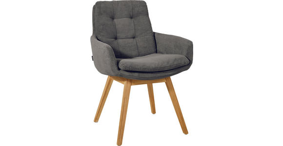 ARMLEHNSTUHL  Stoffauswahl, Typenauswahl, Gestellauswahl Cord  - Eichefarben/Anthrazit, Design, Holz/Textil (63/90/69cm) - Johann Jakob