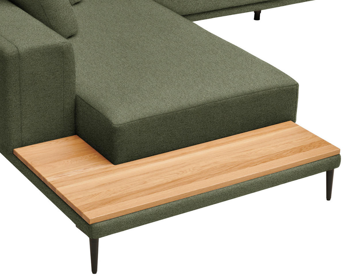 ECKSOFA  in Leinwand Grün  271/318 cm  - Schwarz/Grün, Design, Textil/Metall (271/318cm) - Belluti