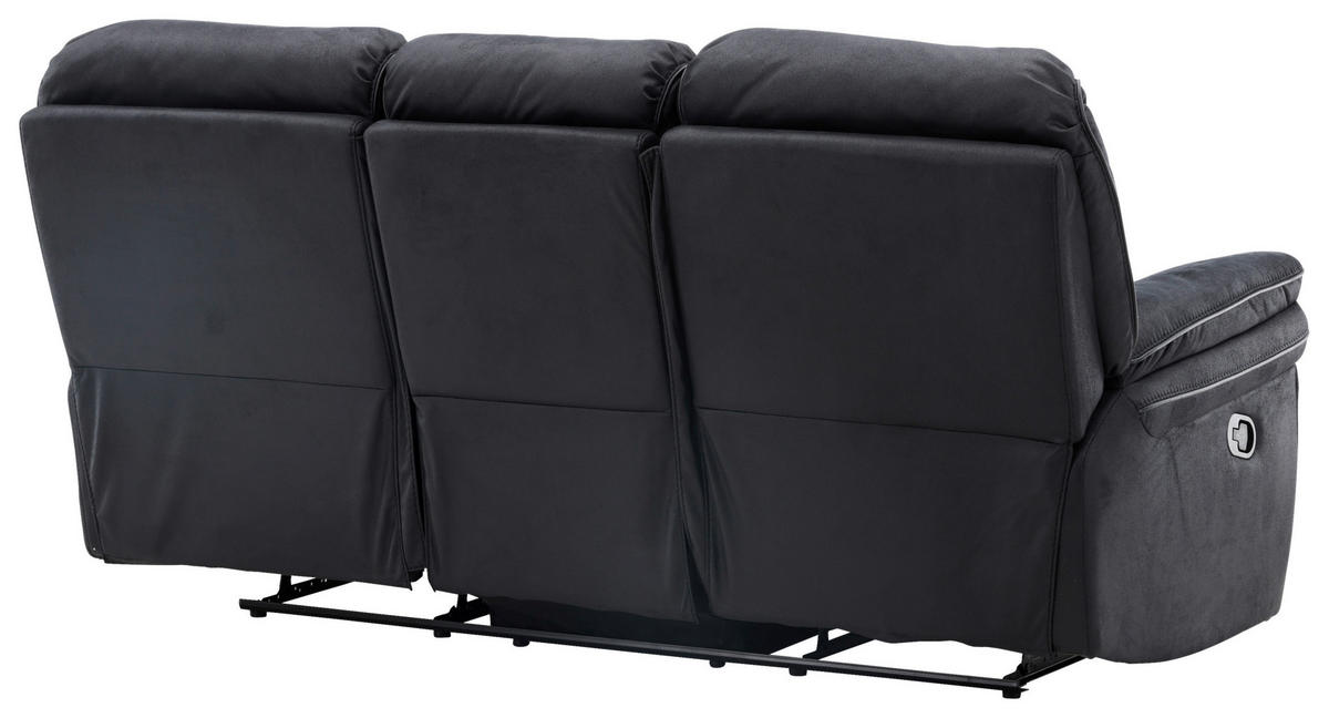 3-SITZER-SOFA in Lederlook (vegan) Schwarz  - Schwarz, Design, Kunststoff/Textil (228/103/99cm) - Livetastic