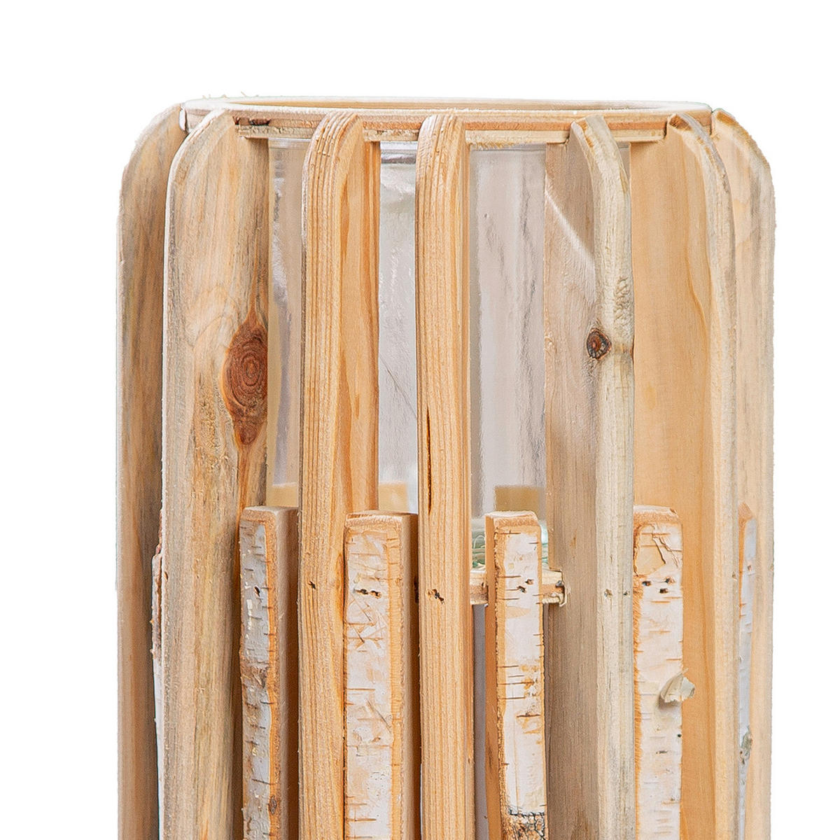 WINDLICHT Hellbraun 18/55 cm  - Hellbraun, Basics, Glas/Holz (18/55cm)