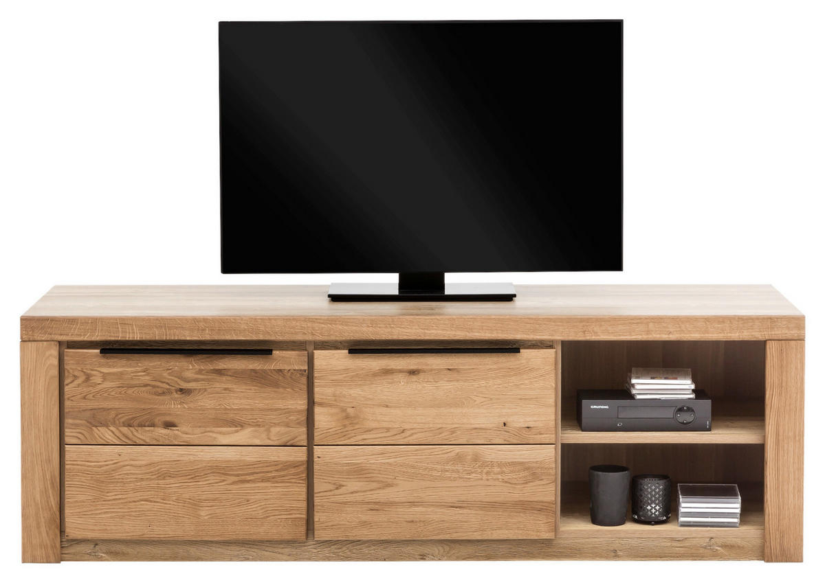 TV-ELEMENT - Eichefarben/Schwarz, Natur, Holz/Metall (160/51/54cm) - Carryhome