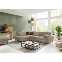 ECKSOFA in Chenille Hellbraun  220/310 cm  - Hellbraun/Schwarz, Design, Textil/Metall (220/310cm) - Beldomo Style