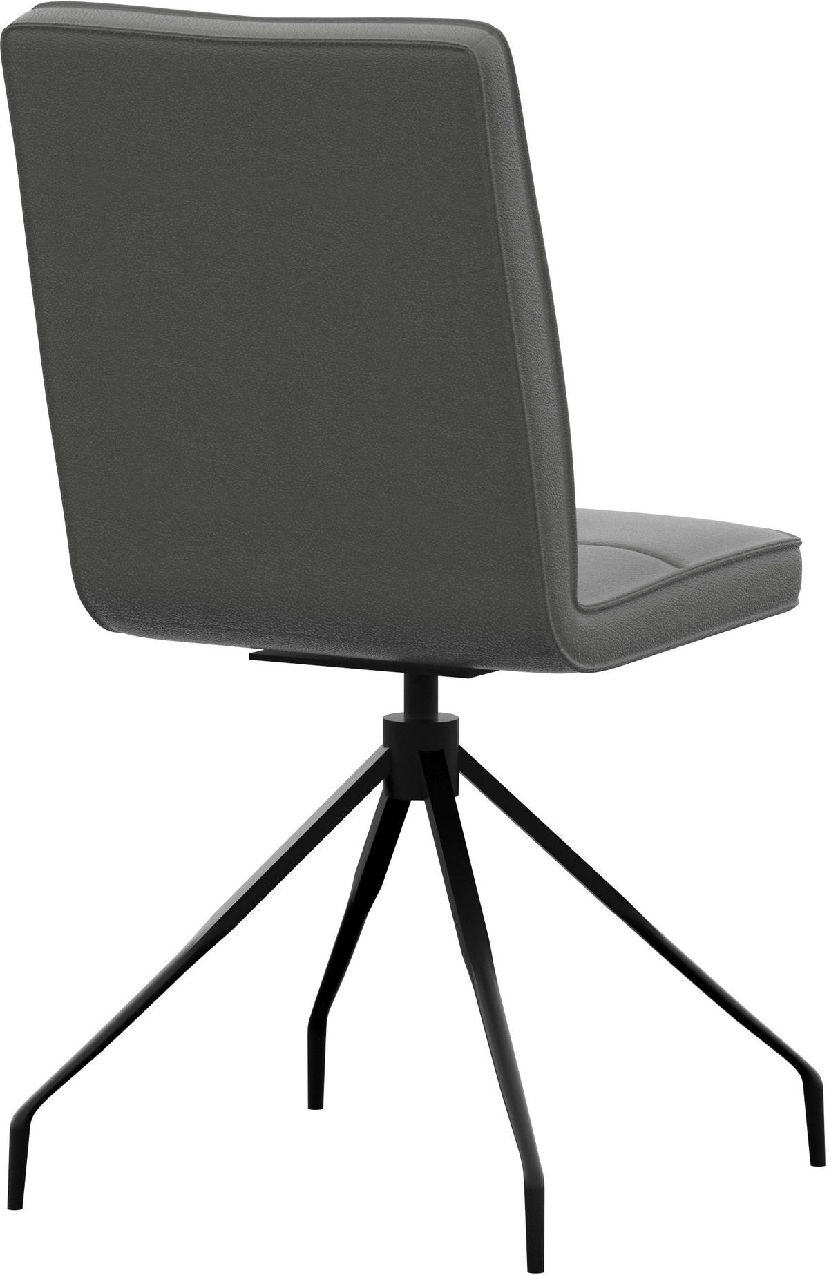 STUHL Echtleder Dunkelgrau  - Dunkelgrau, Design, Leder/Metall (45/96/58cm) - Moderano