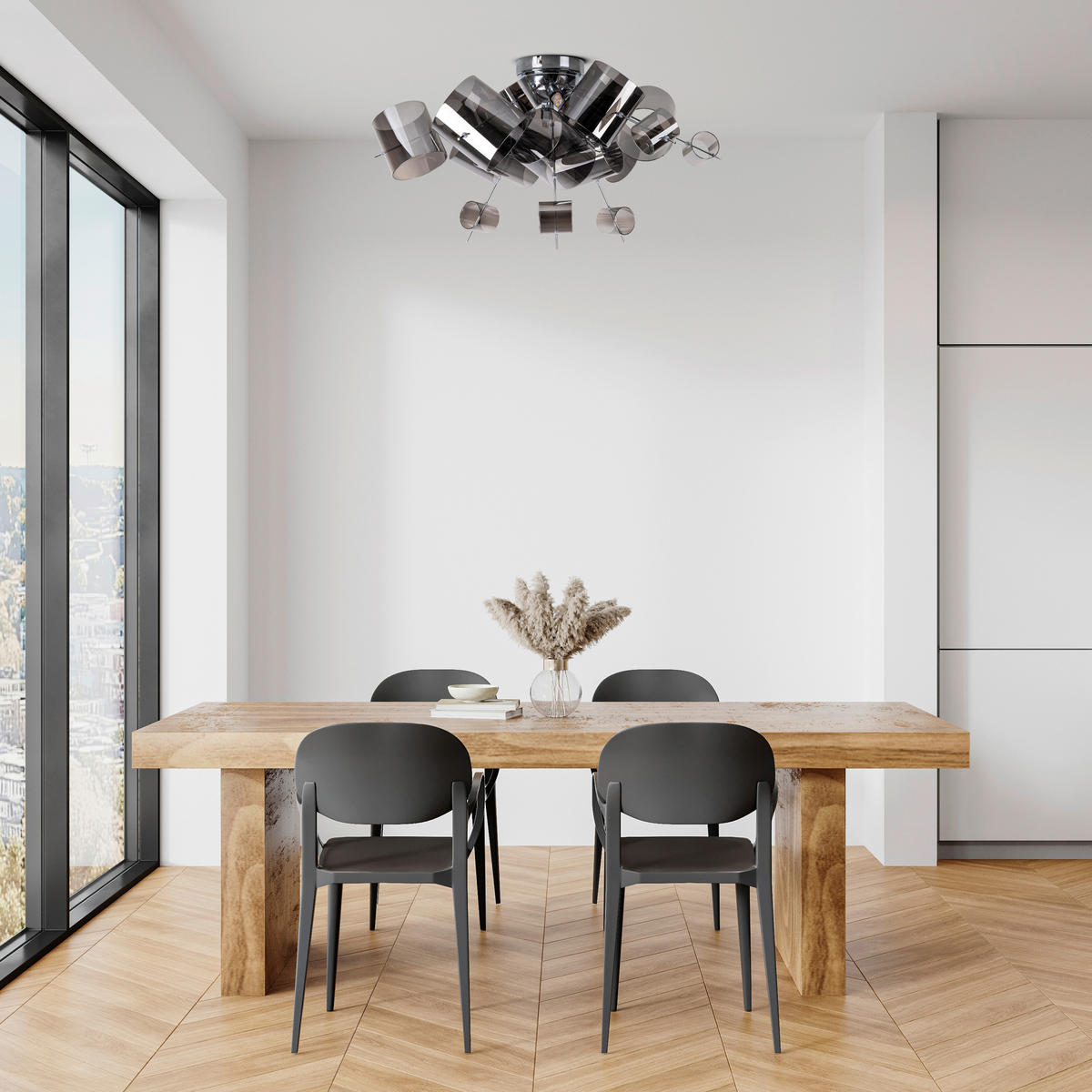 DECKENLEUCHTE SIRIUS 57/38 cm   - Chromfarben, LIFESTYLE, Glas/Metall (57/38cm) - Näve