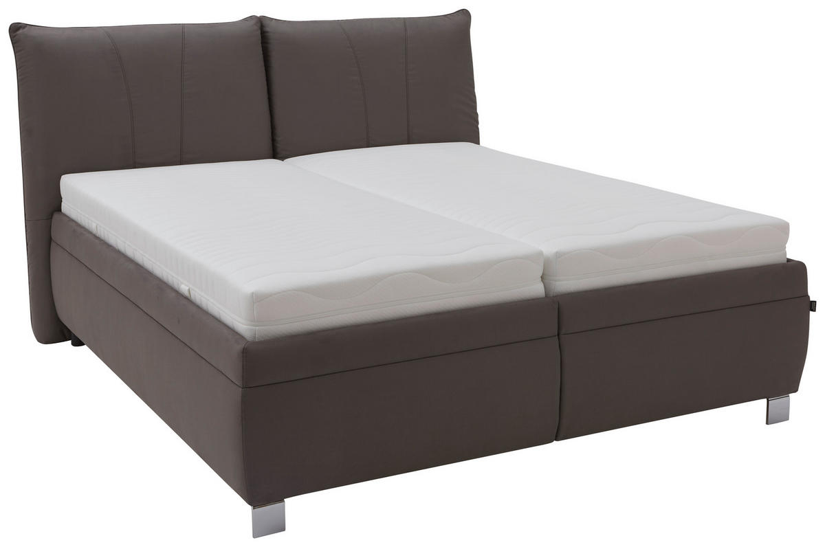 KÁRPITOZOTT ÁGY 180/200 cm  szürke  - nyírfa/fehér, Konventionell, textil/fa (180/200cm) - Dieter Knoll