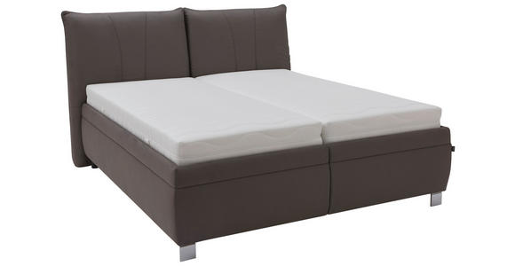 POLSTERBETT Matratze, Lattenrost, Bettkasten 180/200 cm  in Grau  - Chromfarben/Birkefarben, KONVENTIONELL, Holz/Textil (180/200cm) - Dieter Knoll