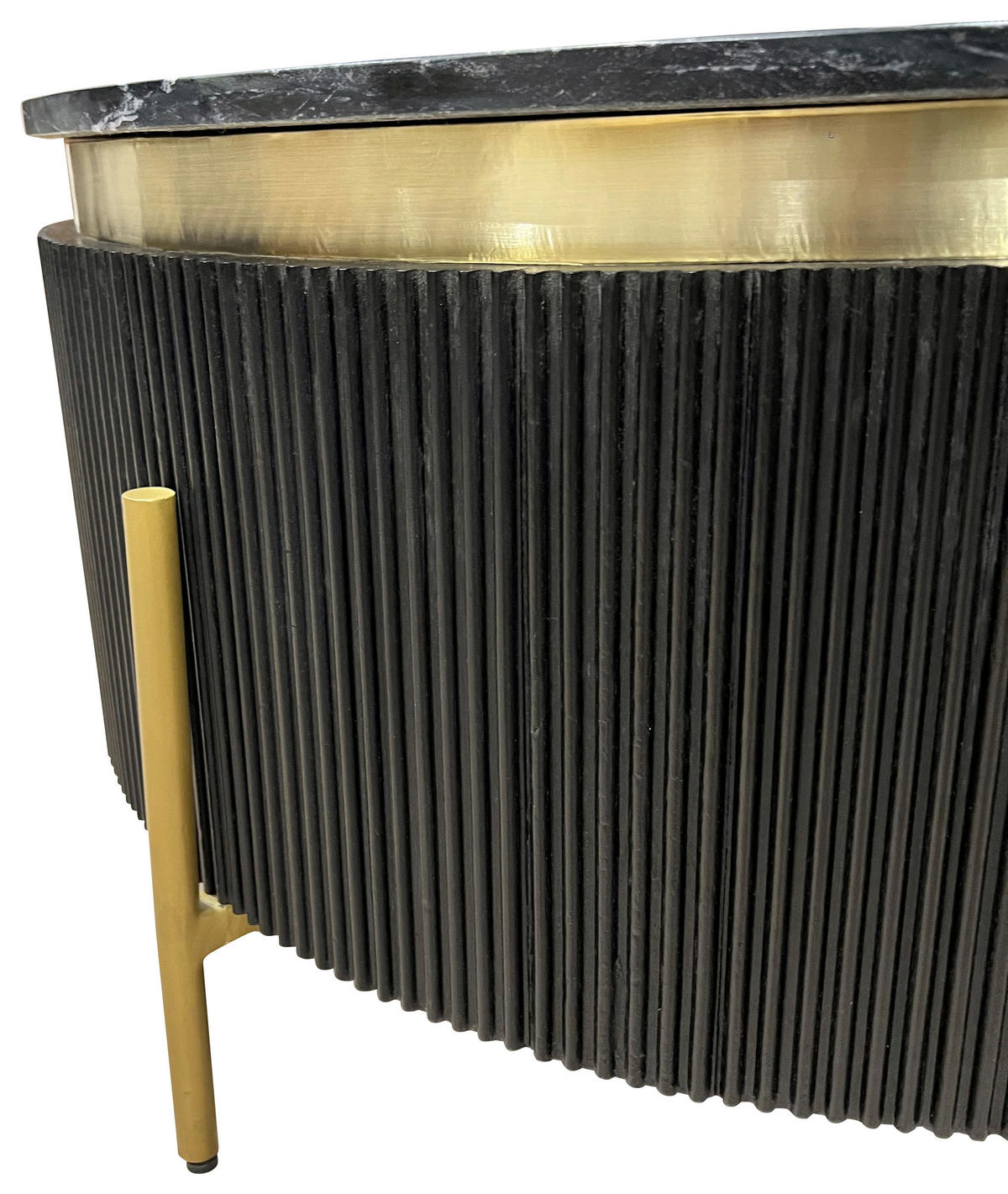 COUCHTISCH Mangoholz vollmassiv 80/80/45 cm rund Schwarz, Goldfarben  - Goldfarben/Schwarz, Design, Holz/Stein (80/80/45cm) - Landscape