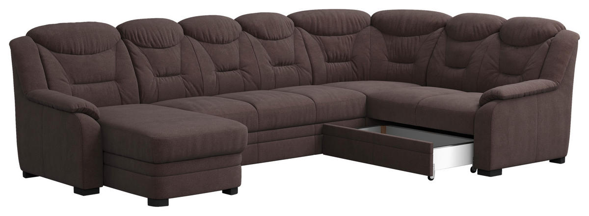WOHNLANDSCHAFT in Chenille Braun  - Schwarz/Braun, Basics, Kunststoff/Textil (162/330/211cm) - MID.YOU
