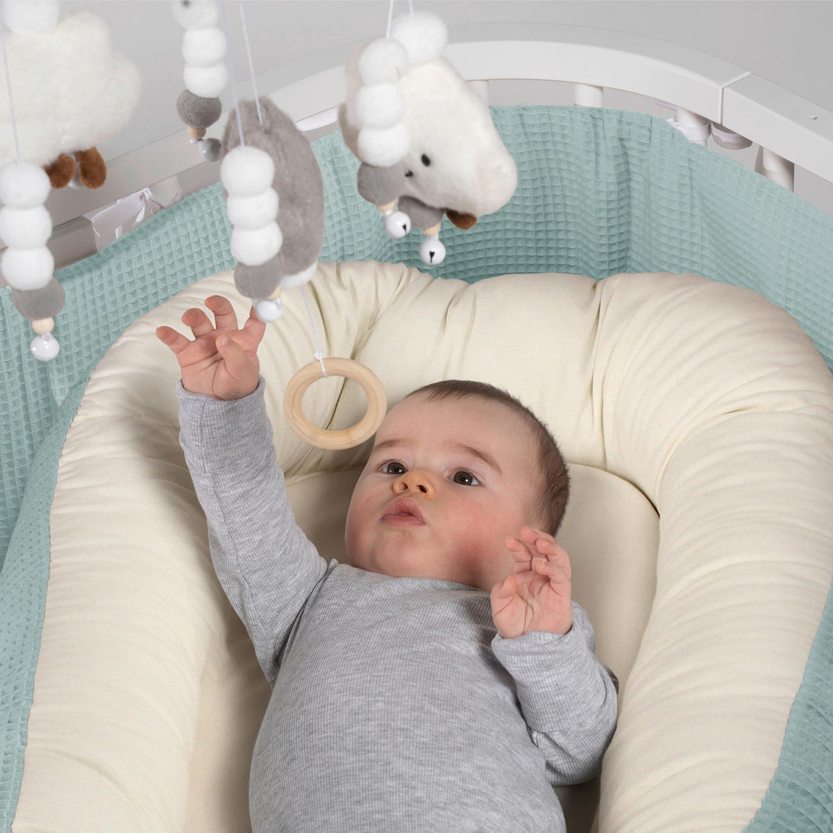 KUSCHELNEST babybay Kuschelnest Waffelpiqué  90/50/13 cm   - Hellblau, Basics, Textil (90/50/13cm) - Babybay