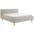 POLSTERBETT gepolstertes Kopfteil, Bettkasten, Lattenroste 180/200 cm  in Beige  - Beige/Naturfarben, Design, Holz/Textil (180/200cm) - Xora