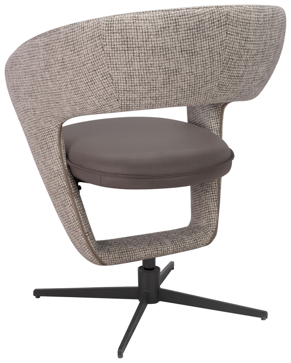 ARMLEHNSTUHL  in Eisen Webstoff, Mikrofaser  - Hellgrau/Schwarz, Design, Textil/Metall (62/84/62cm) - Moderano