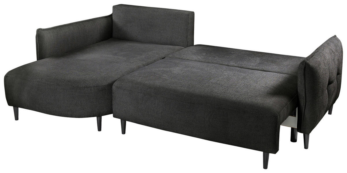 ECKSOFA in Struktur Dunkelgrün  - Dunkelgrün/Schwarz, Design, Holz/Textil (165/244cm) - MID.YOU