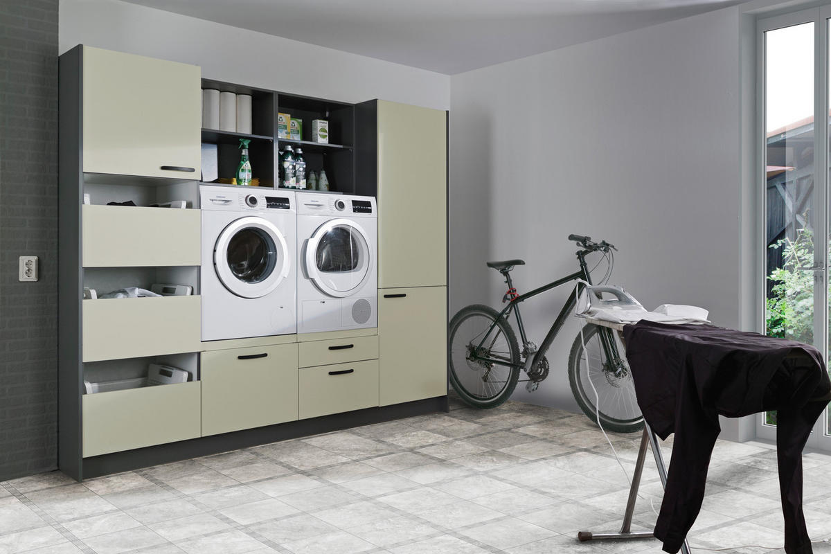 HAUSWIRTSCHAFTSRAUM 245/195/60 cm  in Anthrazit, Hellgrau  - Anthrazit/Hellgrau, Basics, Holzwerkstoff (245/195/60cm) - Express