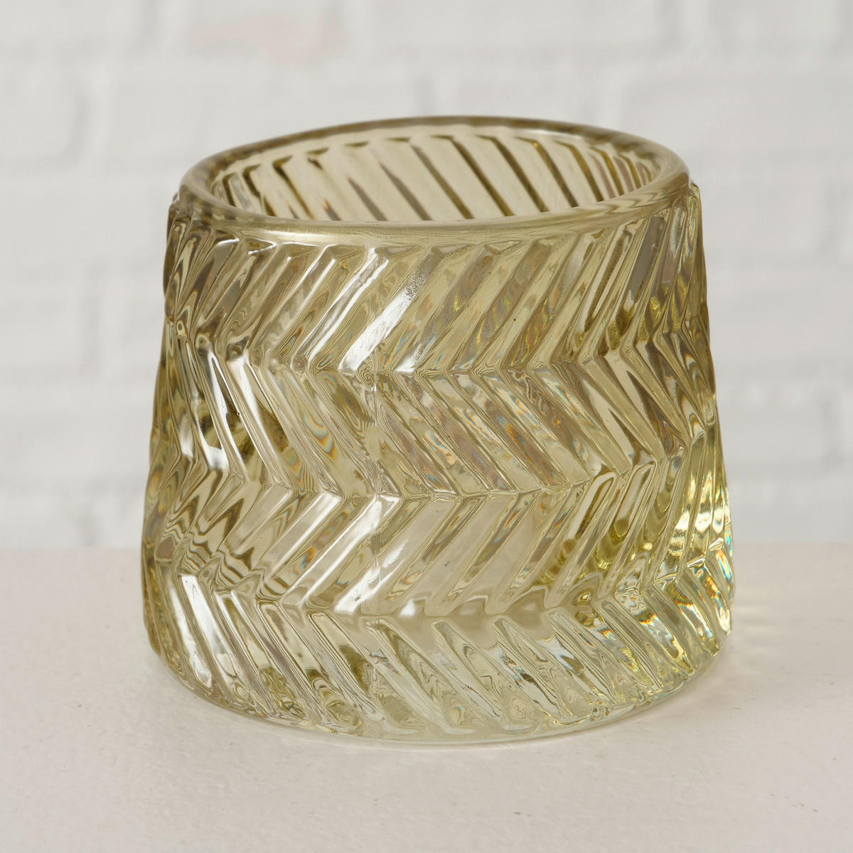 TEELICHTHALTER - Dunkelgrün/Hellgrün, Natur, Glas (8/7cm)