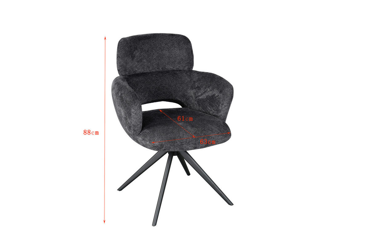ARMLEHNSTUHL  Sitzfläche 360° drehbar Mikrofaser  Grau  - Grau, MODERN, Textil/Metall (61/88/63cm) - Livetastic