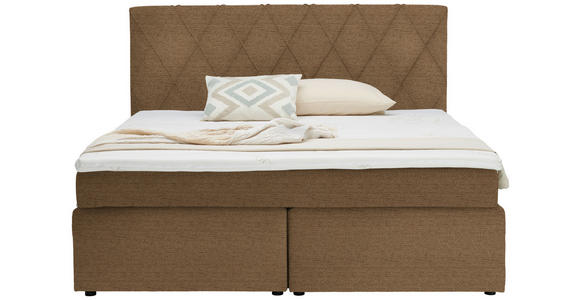 BOXSPRINGBETT 180/200 cm in Cognac - Cognac/Schwarz, Design, Kunststoff/Textil (180/200cm) - Xora