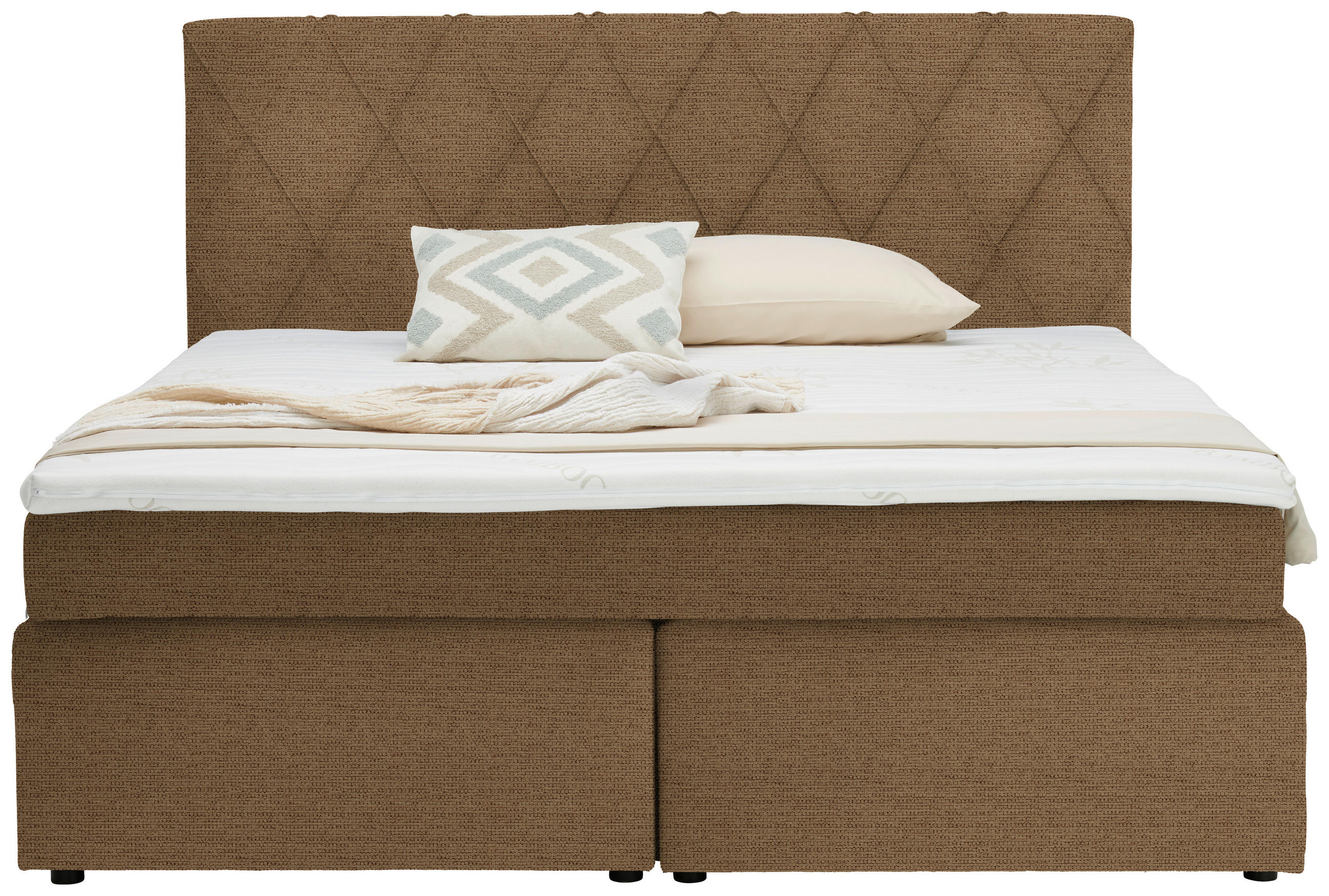 BOXSPRINGBETT 180/200 cm  in Cognac  - Cognac/Schwarz, Design, Kunststoff/Textil (180/200cm) - Xora