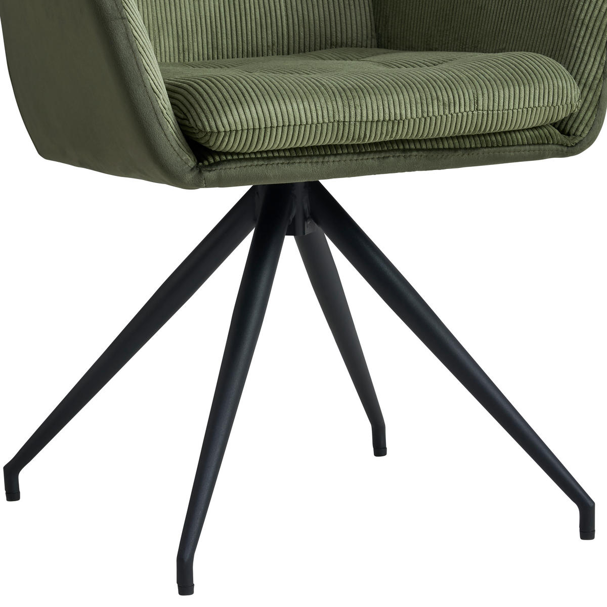 ARMLEHNSTUHL  in Eisen Cord, Samt, Webstoff  - Schwarz/Grün, LIFESTYLE, Textil/Metall (60/94/64cm) - MID.YOU