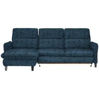 ECKSOFA Blau Chenille Bettkasten, Schlaffunktion, Rücken echt, Kopfteilverstellung, Sitztiefenverstellung  - Blau/Schwarz, KONVENTIONELL, Textil/Metall (190/254cm) - Livetastic