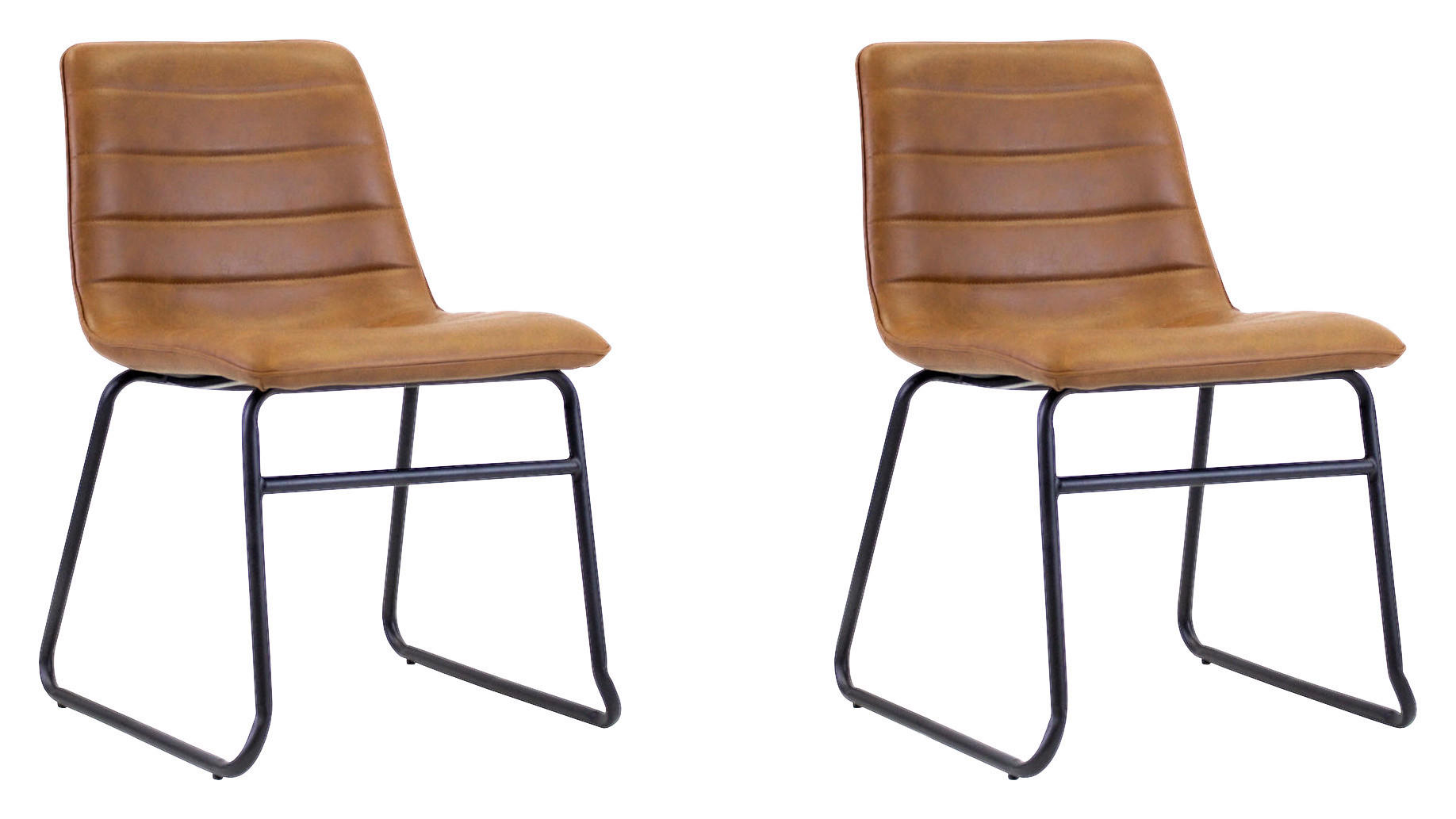 STUHL 2 Stück  Lederlook  Cognac  - Cognac/Schwarz, KONVENTIONELL, Kunststoff/Textil (48/77/56cm) - MID.YOU