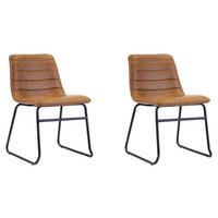 STUHL 2 Stück  Lederlook  Cognac  - Cognac/Schwarz, KONVENTIONELL, Kunststoff/Textil (48/77/56cm) - MID.YOU