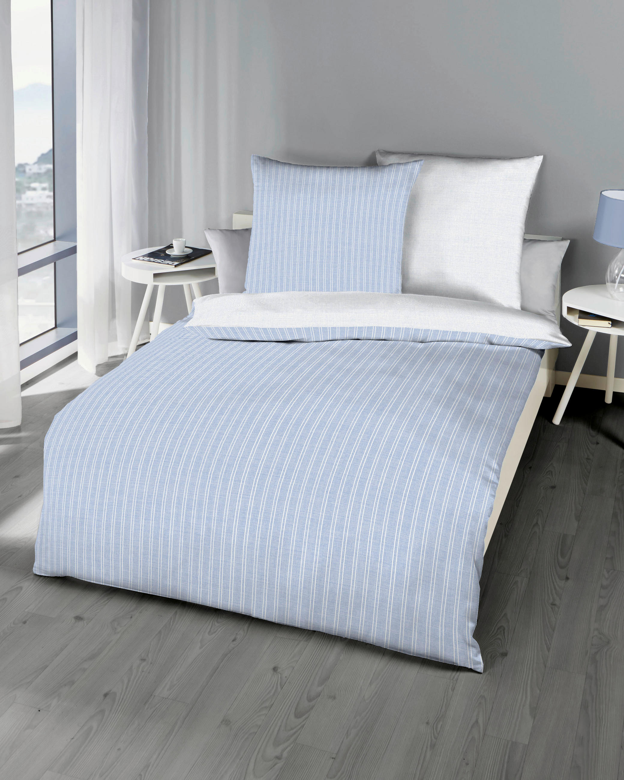 BETTWÄSCHE Makosatin 140/200 cm  - Hellblau, KONVENTIONELL, Textil (140/200cm) - Kaeppel