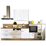 KÜCHENLEERBLOCK   in Weiß, Eichefarben  - Eichefarben/Schwarz, Design, Holzwerkstoff/Metall (330cm) - Xora