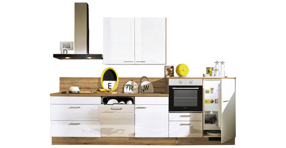 KÜCHENLEERBLOCK   in Weiß, Eichefarben  - Eichefarben/Schwarz, Design, Holzwerkstoff/Metall (330cm) - Xora