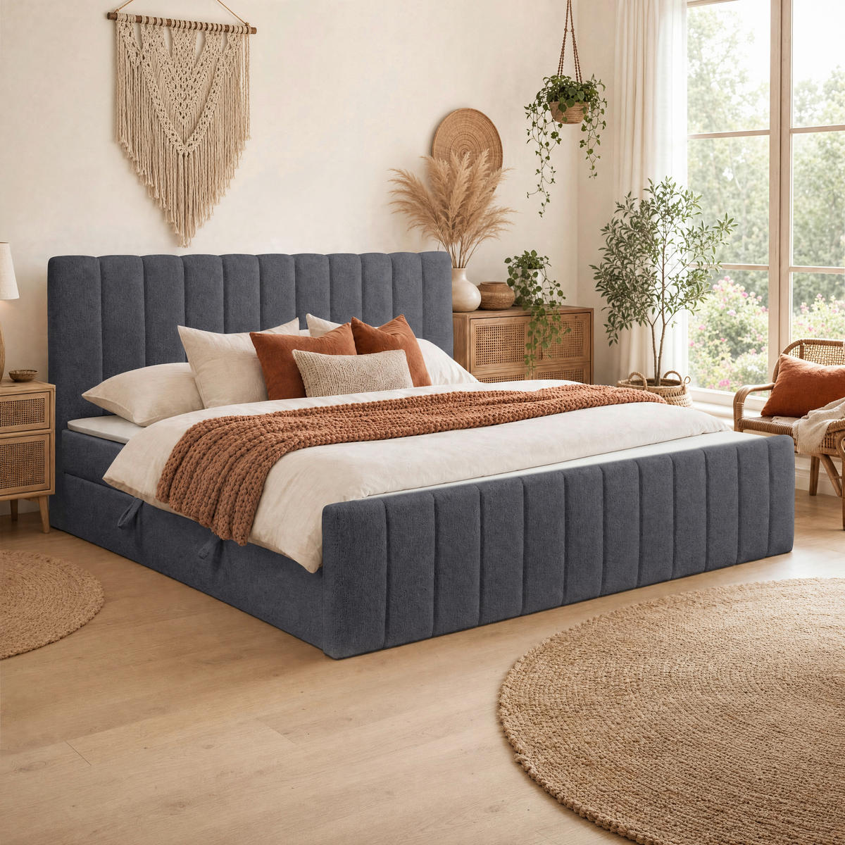 FAMILIENBETT - Anthrazit/Schwarz, Basics, Kunststoff/Textil (240/200cm) - Chameo